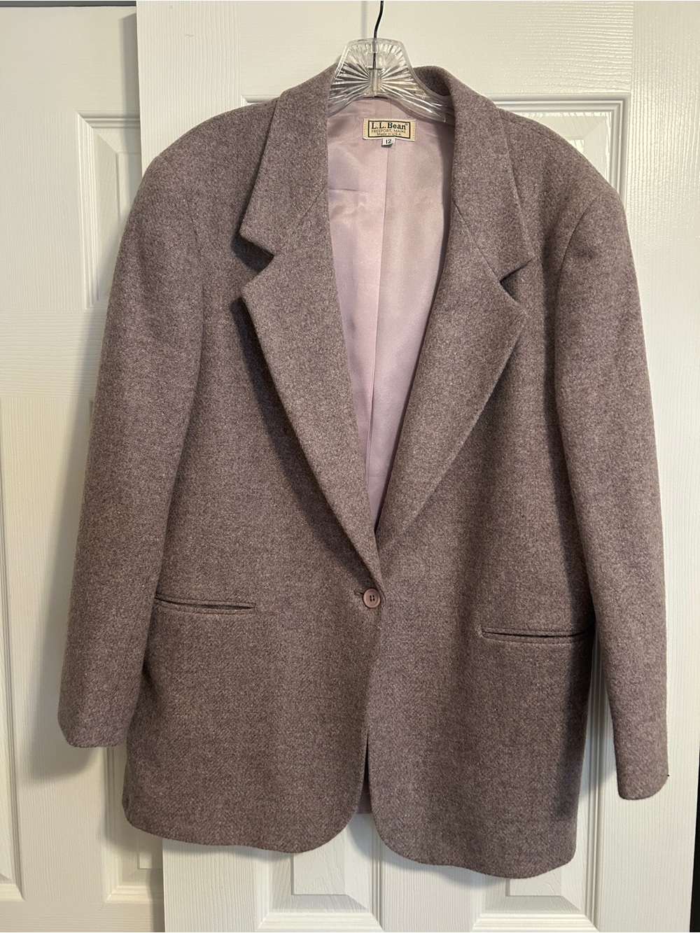 Vintage L.L. Bean Women's Lavender Purple Worsted Wool & Mohair Blazer size 12